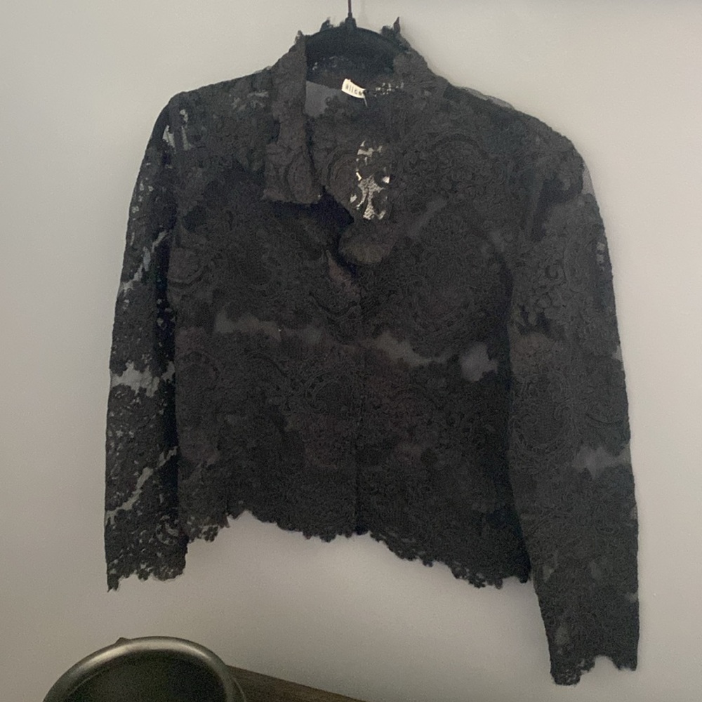 NWT Alice and Olivia Elegant Black Lace Top